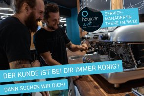 Boulderwelt München Süd sucht einen Servicemanager Theke.