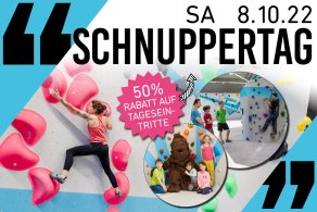 Schnuppertag am 08.10.22 in Boulderwelt München Süd in Brunnthal mit gratis Einführungen und 50% Tageseintritt