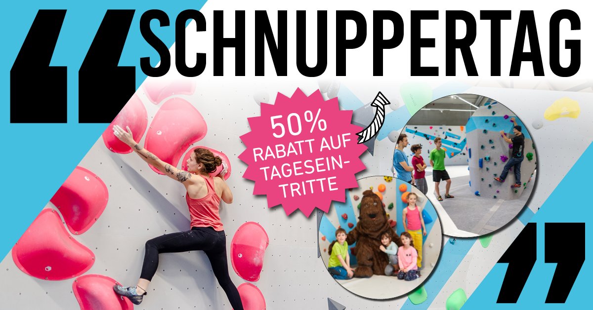 Schnuppertag am 08.10.22 in Boulderwelt München Süd in Brunnthal mit gratis Einführungen und 50% Tageseintritt